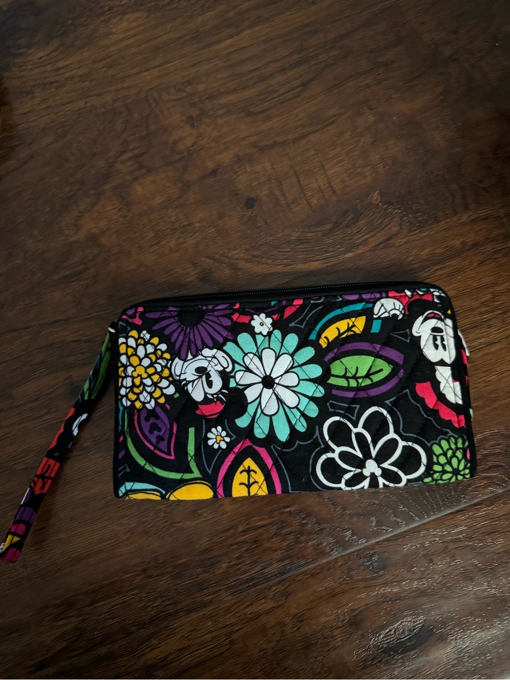 Vera Bradley Parks Magical BloombFloral Quilted Wristlet Wallet - Black Multi